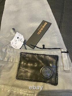 DIESEL Black Gold Grey 100% Cow leather Trouser W32 Made In Morocco