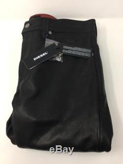 DIESEL Black P-Thavar-L Leather Trousers Sizes W28 W34