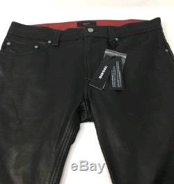DIESEL Black P-Thavar-L Leather Trousers Sizes W28 W34