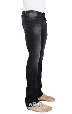 DIESEL Men's Slim Skinny Stretch Thavar Black Denim 856S Sweat Jogg Jeans Pants