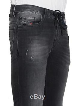DIESEL Men's Slim Skinny Stretch Thavar Black Denim 856S Sweat Jogg Jeans Pants