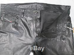 DIESEL Mens P-THAVAR-DEST PANTALONI Leather Trousers 00SDTY-0LAFP-900 Size 32x32