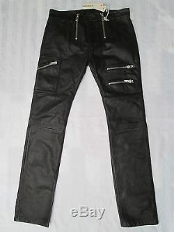 DIESEL Mens P-ZIPPS PANTALONI Black Leather Trousers 00SC5T-0PADA-900 Size 33