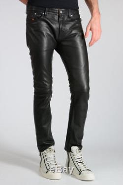 DIESEL New Man Black Leather Five Pockets P-THAVAR-L Pants Trousers NWT Original