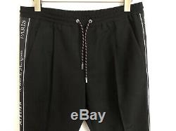 DIOR HOMME Black Tape Logo Wool Trousers Size 50 Fits W32
