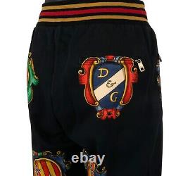 DOLCE & GABBANA Baroque Royal Coat of Arms Cotton Jogging Pants Black 13737