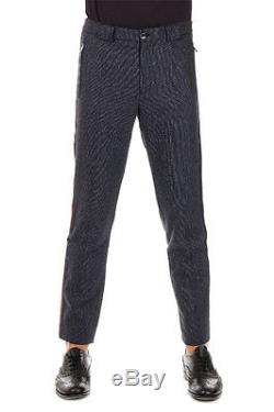 DOLCE&GABBANA New Men Blue Black Wool Cotton Pants Trousers Made Italy