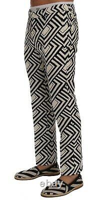 DOLCE & GABBANA Pants White Black Striped Linen Casual s. IT48 / W34 RRP $980