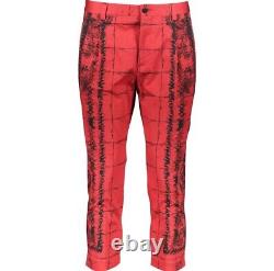 DOLCE & GABBANA Runway Red & Black Baroque Print Trousers Made In Italy