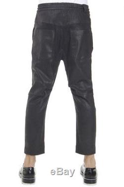 DROMe Men Black Leather Multipocket Jogging Trousers Pants Made in Italy New