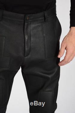 DROMe New Man Black Lamb Leather Casual Pants Trousers Size M Made Italy $1600