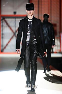 DSQUARED² AMAZING RUNWAY CLASSIC CLEAN SMOOTH BLACK LEATHER PANTS 50 34 SLIM FIT