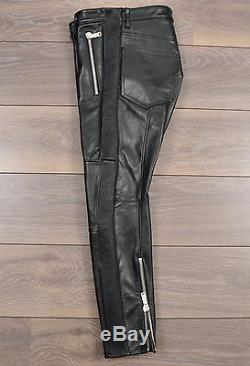 DSQUARED2 Auth New Iconic Black Leather Biker Motorcycle Pants Size 46 48 50