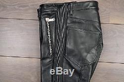 DSQUARED2 Auth New Iconic Black Leather Biker Motorcycle Pants Size 46 48 50