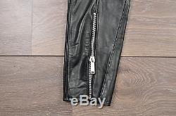 DSQUARED2 Auth New Iconic Black Leather Biker Motorcycle Pants Size 46 50