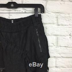 Demobaza Mens Linen Pants Large Black Drop Crotch Pockets Asymmetrical Length