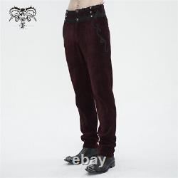 Devil Fashion Men Black Gothic Retro Trousers Lace Trim Slant Pocket Party Pants