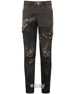 Devil Fashion Mens Apocalyptic Goth Punk Jeans Pants Brown Black Studded Grunge
