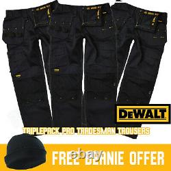 Dewalt Multipack Pro Tradesman Work Trousers Black Waist Size 30-42 Free Beanie