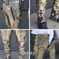 Diesel Black Gold Mens Leather Trousers Silver Size 32 32 With Tags Rrp £1300