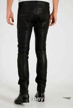 Diesel Black Leather Biker Pants Trousers size 31/32 New Jeans