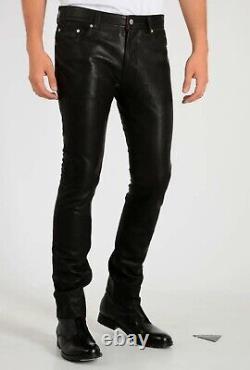 Diesel Black Leather Biker Pants Trousers size 31/32 New Jeans