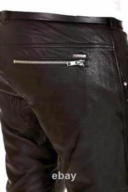 Diesel Black Leather Stud Biker Pants Trousers 32 New