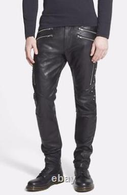 Diesel Black Leather Stud Biker Pants Trousers 32 New