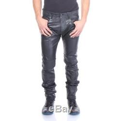 Diesel Pants P-Thavar-Dest Leather Men Black New