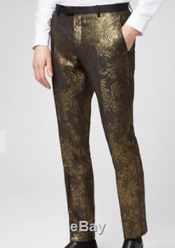 Dolce & Gabbana Men's Gold Lace Overlay Slim Fit Trousers
