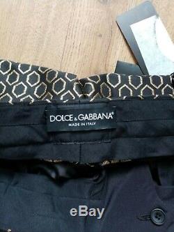Dolce & Gabbana Men's Gold/balck Diamond Jacquard Slim Fit Trousers