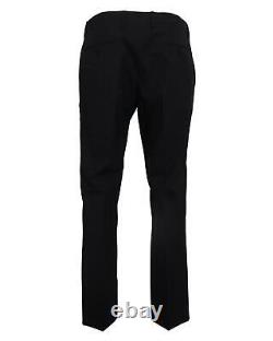 Dolce & Gabbana Mens Classic Fit Black Wool Dress Pants Gray -Size 52