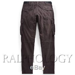 Double Ralph Lauren RRL Mens Black Distressed Washed Slim Military Cargo Pants