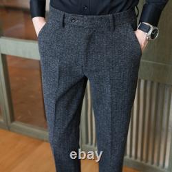 Dress Pants Business Casual Slim Straight Woolen Trousers Spring Autumn Men's