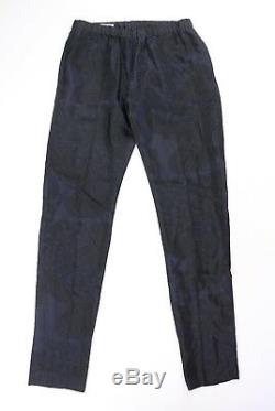 Dries Van Noten Mens Black Blue Printed Pants EU 48 Viscose Poly Blend $585