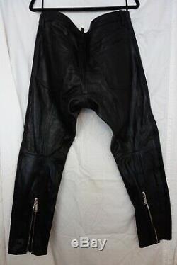 Dsquared2 Black Leather Moto Mens Pants Size 54