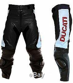 Ducati Black and White Leather Trousers