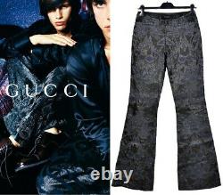 EXTREMELY RARE Gucci Tom Ford Runway Leather Embroidered Pants Mens