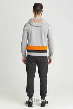 Emporio Armani EA7 Tracksuit Grey Black Cotton Jacket Pants Men's L 3GPV68 PJO5Z