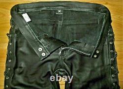 Expectations London Premier Side Laced Leather Jeans 36W New Heavy Leather Gay