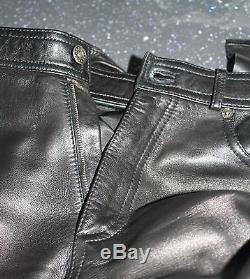 Fabulous butter soft Gucci Black Leather Jeans / Trousers Italian 50 / 34 W