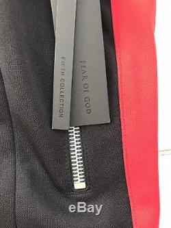 Fear Of God Fifth Collection Black And Red Double Striped Track Pants New Medium