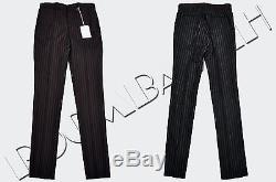 GIVENCHY 1000$ Authentic New Black Wool Slimfit Red & Charcoal Pinstripe Pants