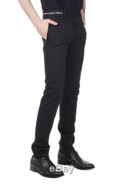 GIVENCHY Men New Black Cotton Trousers Pants with Faux Zip Fastener on Waist