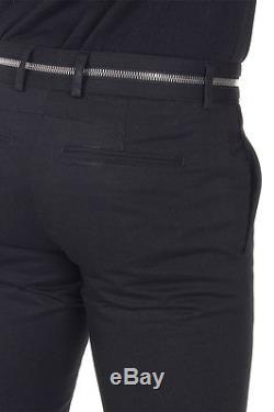 GIVENCHY Men New Black Cotton Trousers Pants with Faux Zip Fastener on Waist