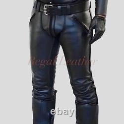 Gay Men's Leather Pants Black Leather Pants In Genuine Lambskin Leather Gay Pant
