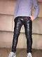 Genuine Leather Sports Black Tight Fit Pant Ribbed Leather Knee And Back