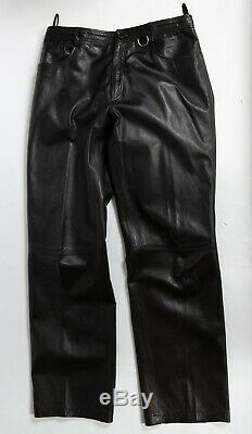 Giann Versace Pre-Death Vintage 90's Black Leather Pants sz52 32 x 34