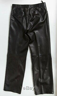 Giann Versace Pre-Death Vintage 90's Black Leather Pants sz52 32 x 34
