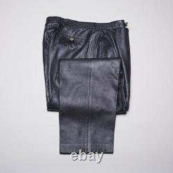 Gianni Versace Leather Pants Size 36 Black Pleated Vintage Moto Biker